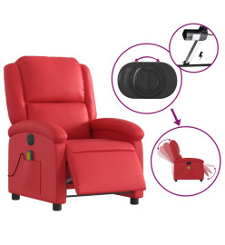 Fauteuil de massage inclinable électrique rouge similicuir