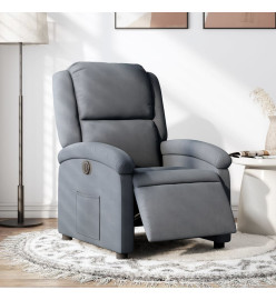 Fauteuil inclinable électrique Gris foncé Velours