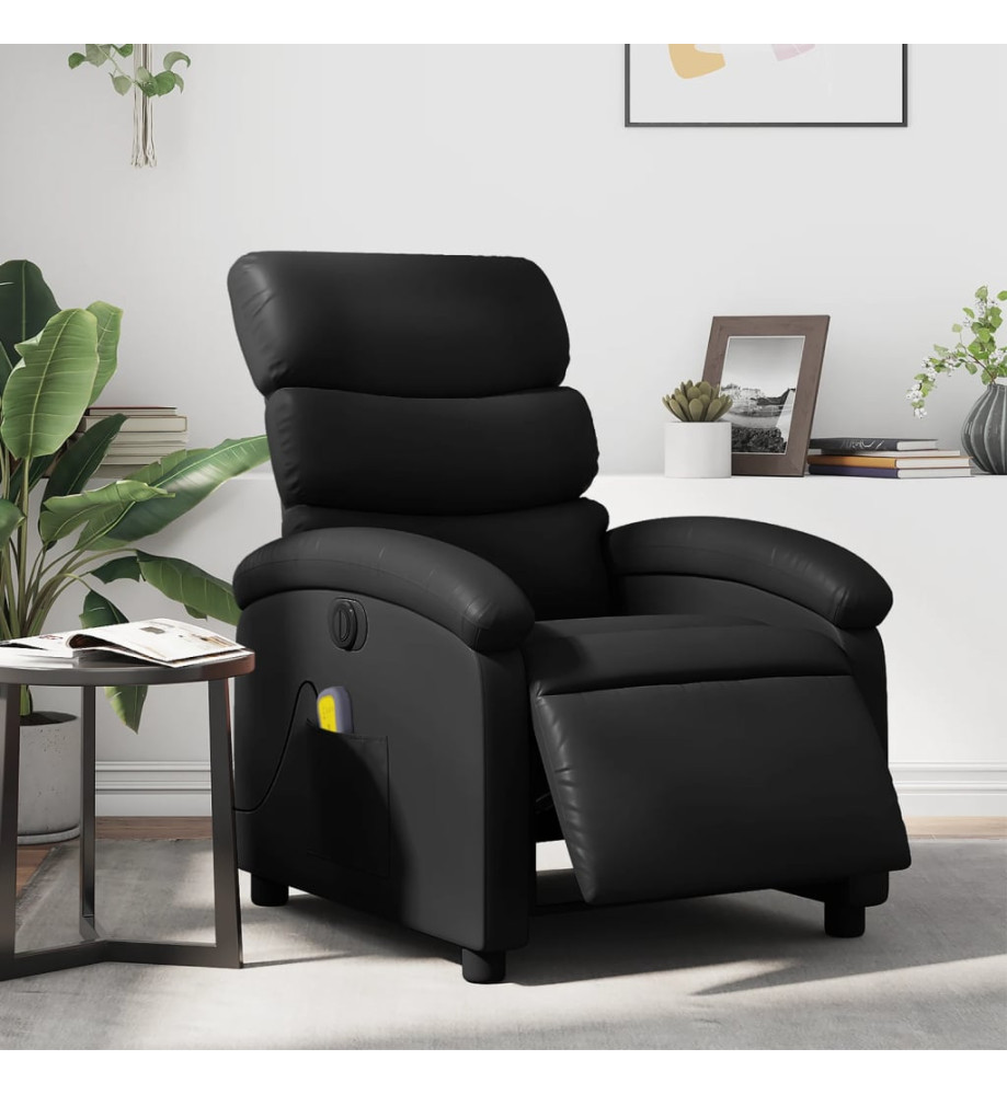 Fauteuil de massage inclinable électrique noir similicuir