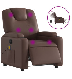 Fauteuil de massage inclinable électrique marron similicuir