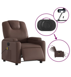 Fauteuil de massage inclinable électrique marron similicuir