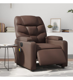 Fauteuil de massage inclinable électrique marron similicuir