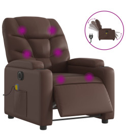 Fauteuil de massage inclinable électrique marron similicuir