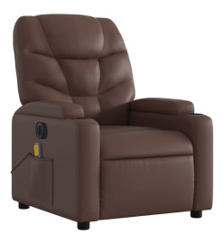 Fauteuil de massage inclinable électrique marron similicuir