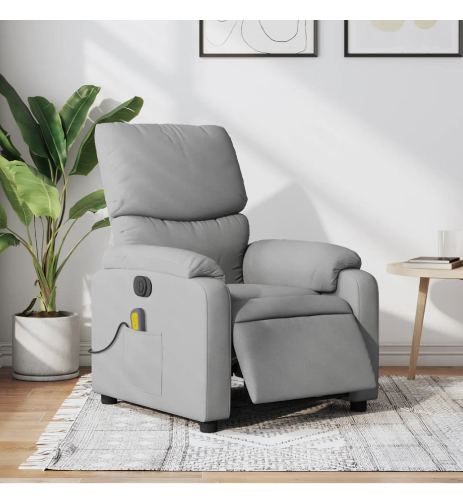 Fauteuil de massage inclinable électrique gris clair tissu