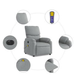 Fauteuil de massage inclinable électrique gris clair tissu