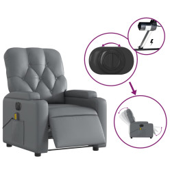 Fauteuil de massage inclinable électrique gris similicuir