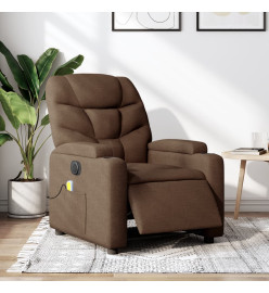 Fauteuil inclinable de massage électrique marron tissu