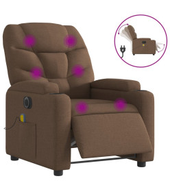 Fauteuil inclinable de massage électrique marron tissu