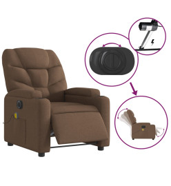 Fauteuil inclinable de massage électrique marron tissu