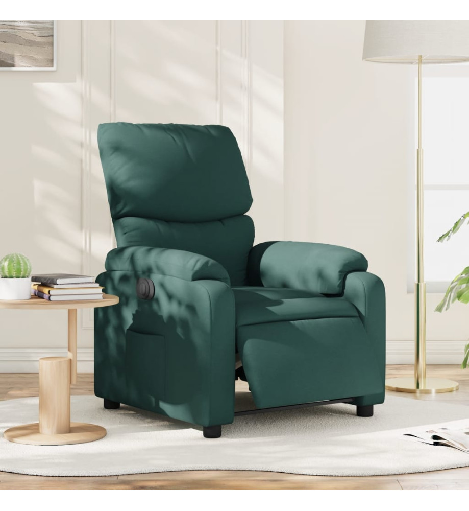 Fauteuil inclinable électrique Vert foncé Tissu