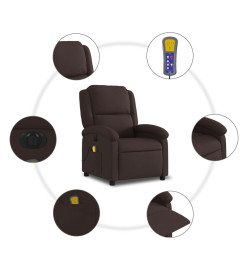 Fauteuil de massage inclinable électrique Marron foncé Tissu