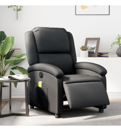 Fauteuil de massage inclinable électrique noir cuir véritable