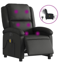 Fauteuil de massage inclinable électrique noir cuir véritable