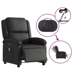 Fauteuil de massage inclinable électrique noir cuir véritable