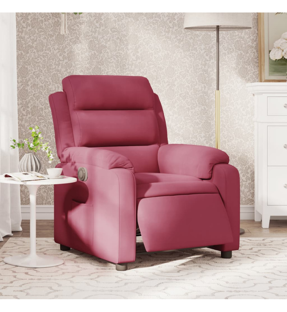 Fauteuil inclinable électrique rouge bordeaux velours