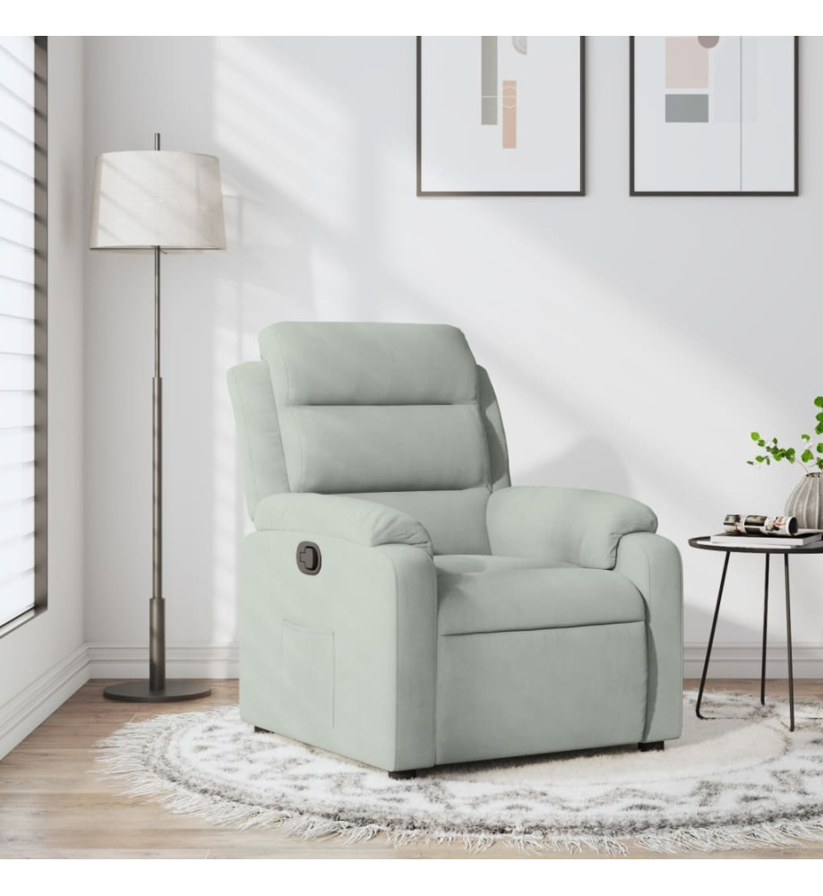 Fauteuil inclinable gris clair velours