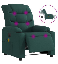 Fauteuil de massage inclinable électrique Vert foncé Tissu