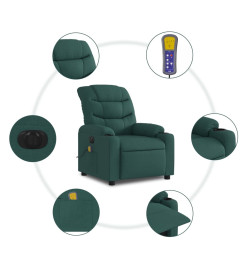 Fauteuil de massage inclinable électrique Vert foncé Tissu