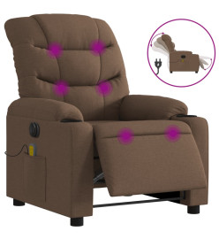 Fauteuil inclinable de massage électrique marron tissu