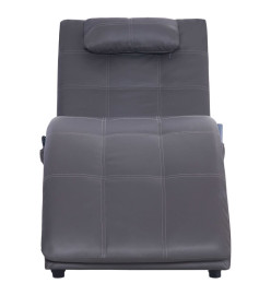 Chaise longue de massage avec oreiller Gris Similicuir