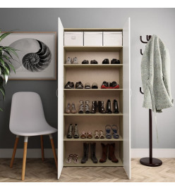 Armoire à chaussures Blanc et chêne sonoma 80x35,5x180 cm