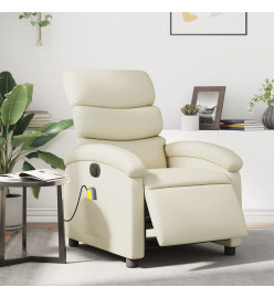 Fauteuil de massage inclinable électrique crème similicuir