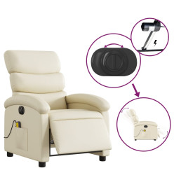 Fauteuil de massage inclinable électrique crème similicuir