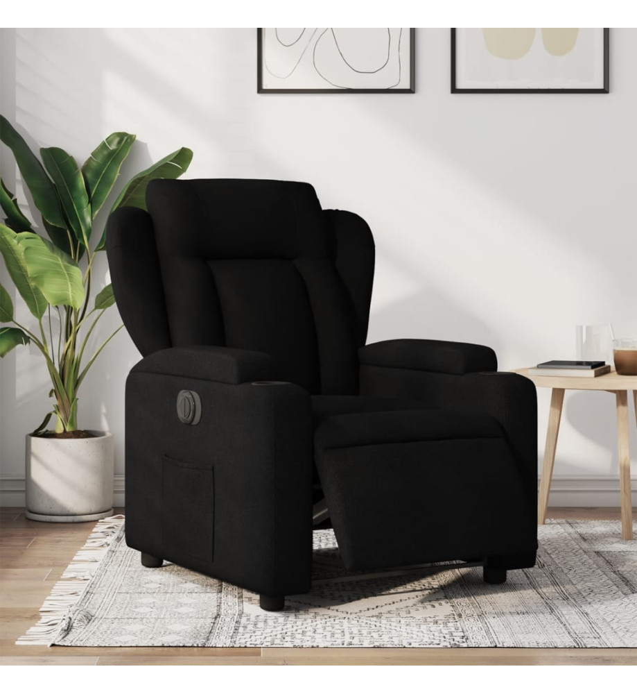 Fauteuil inclinable électrique Noir Tissu