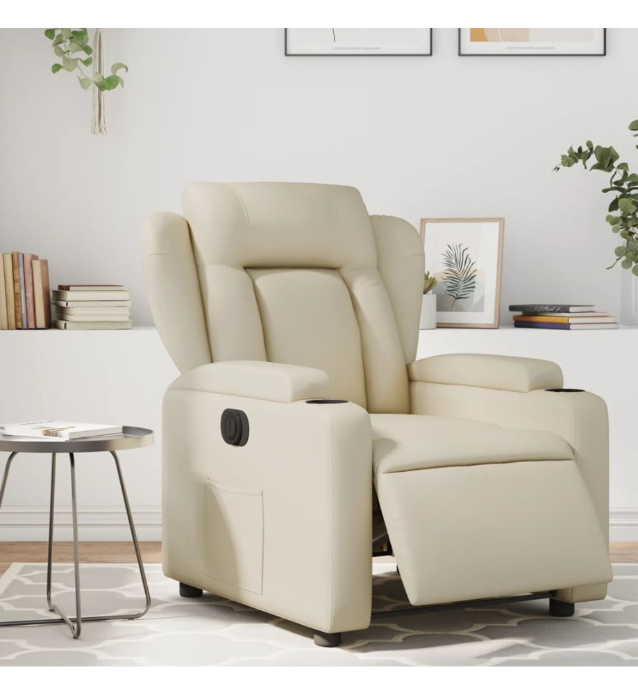 Fauteuil inclinable électrique Crème Similicuir