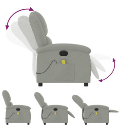 Fauteuil inclinable électrique de massage gris clair velours