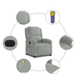 Fauteuil inclinable électrique de massage gris clair velours