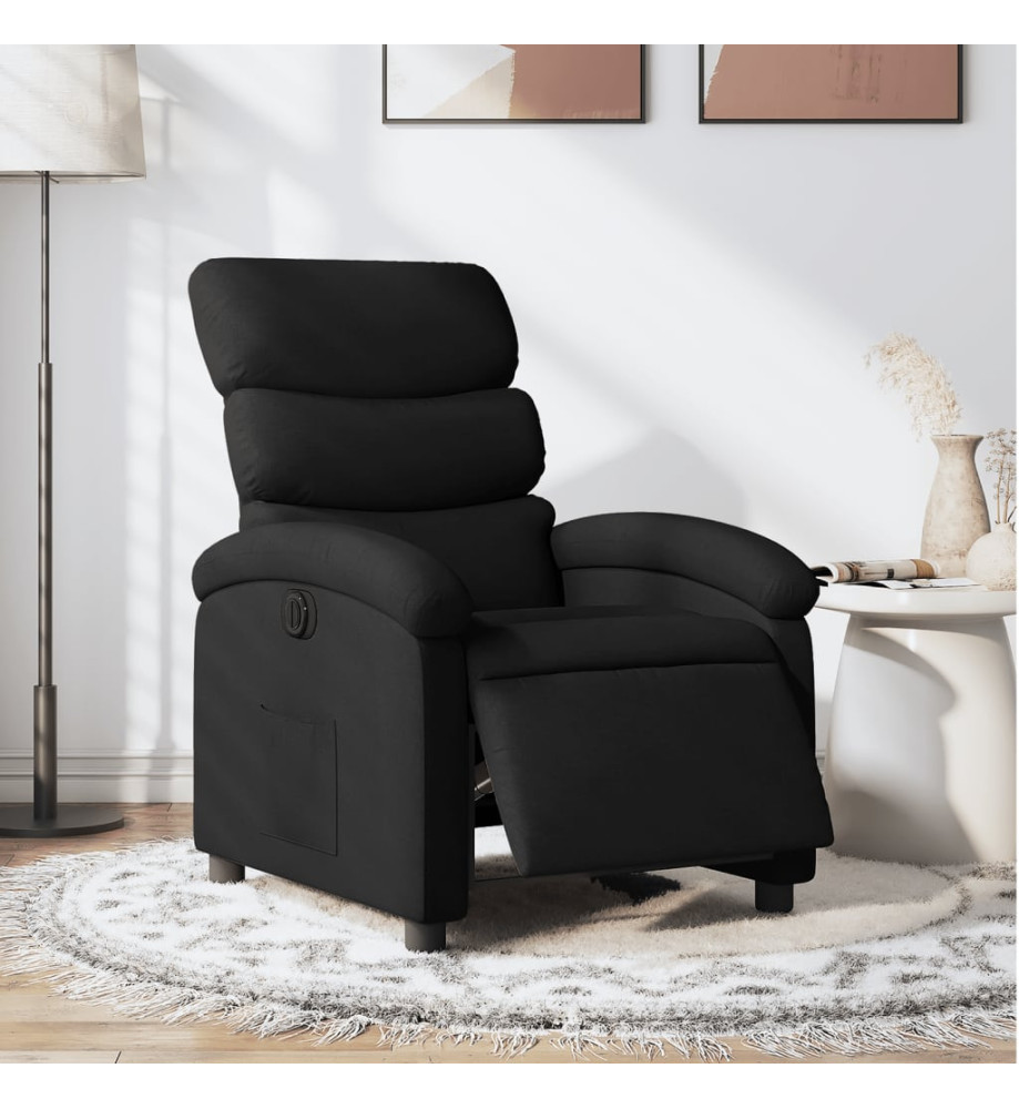 Fauteuil inclinable électrique Noir Tissu