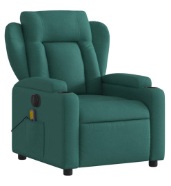 Fauteuil de massage inclinable électrique Vert foncé Tissu