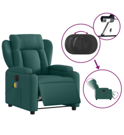 Fauteuil de massage inclinable électrique Vert foncé Tissu