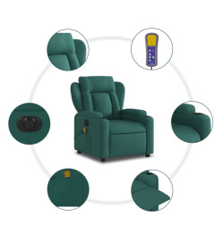 Fauteuil de massage inclinable électrique Vert foncé Tissu