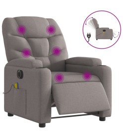 Fauteuil de massage inclinable électrique Taupe Tissu