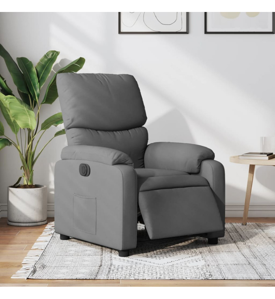 Fauteuil inclinable électrique Gris foncé Tissu