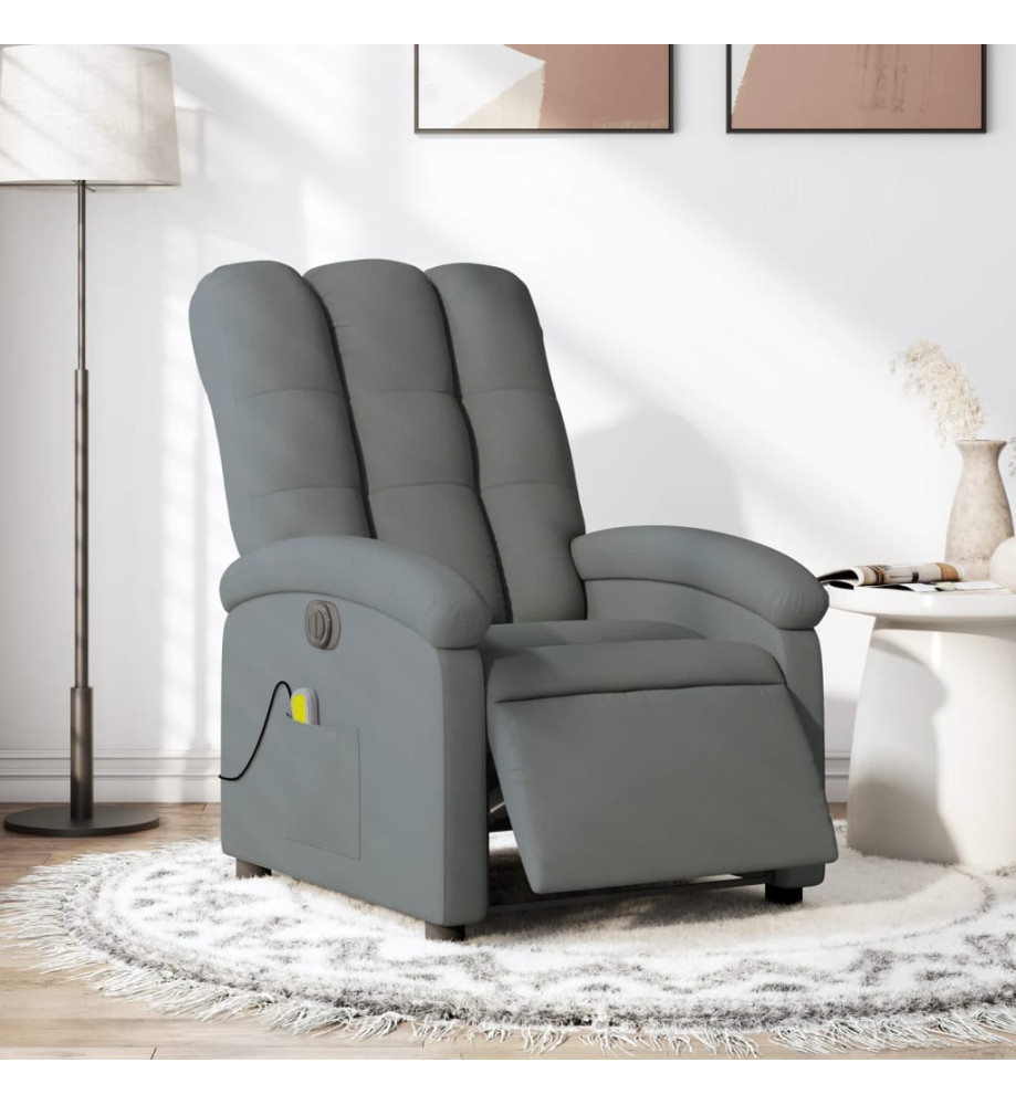 Fauteuil inclinable de massage électrique gris foncé tissu