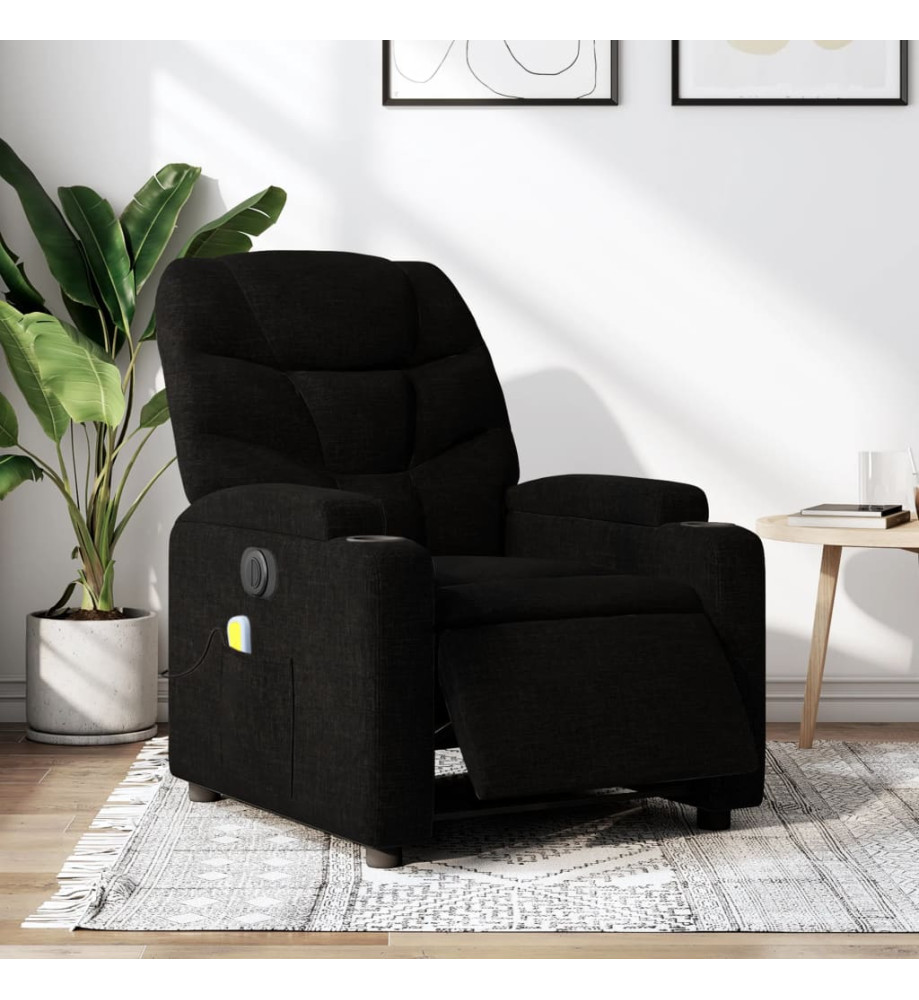 Fauteuil de massage inclinable électrique Noir Tissu