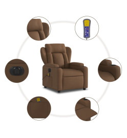 Fauteuil inclinable de massage électrique marron tissu