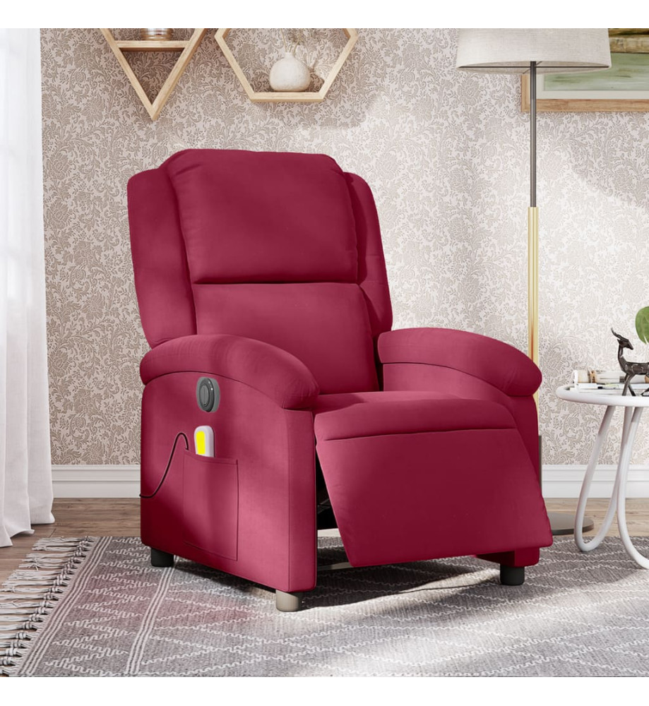 Fauteuil inclinable massage électrique rouge bordeaux velours