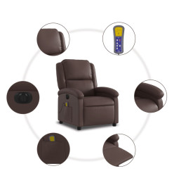 Fauteuil de massage inclinable électrique marron similicuir