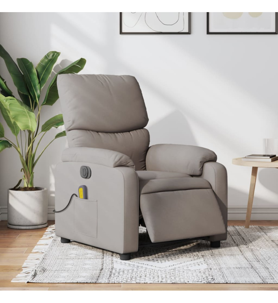 Fauteuil de massage inclinable électrique Taupe Tissu