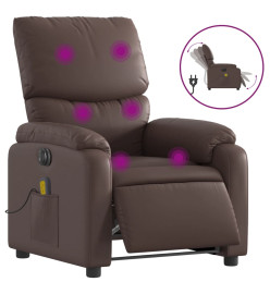 Fauteuil de massage inclinable électrique marron similicuir