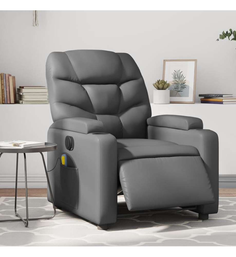 Fauteuil de massage inclinable électrique gris similicuir