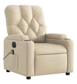 Fauteuil inclinable de massage électrique crème tissu