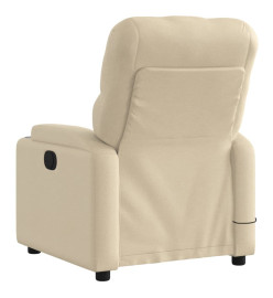 Fauteuil inclinable de massage électrique crème tissu