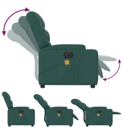 Fauteuil de massage inclinable électrique Vert foncé Tissu