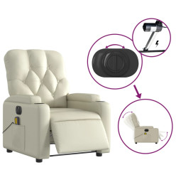 Fauteuil de massage inclinable électrique crème similicuir